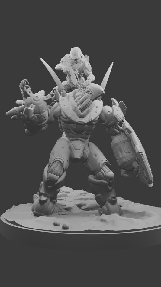 Chief vs Hunter Statue 3D Model